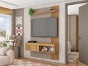 Ver imagem 2 de Painel para Tv até 45 Polegadas Sala Quarto Luxo Completo Ripado Moderno Rack Cor Fendi/buriti
