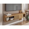 Painel para Tv até 45 Polegadas Sala Quarto Luxo Completo Ripado Moderno Rack Cor Fendi/buriti - 3