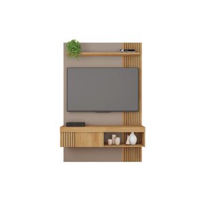 Painel para Tv até 45 Polegadas Sala Quarto Luxo Completo Ripado Moderno Rack Cor Fendi/buriti