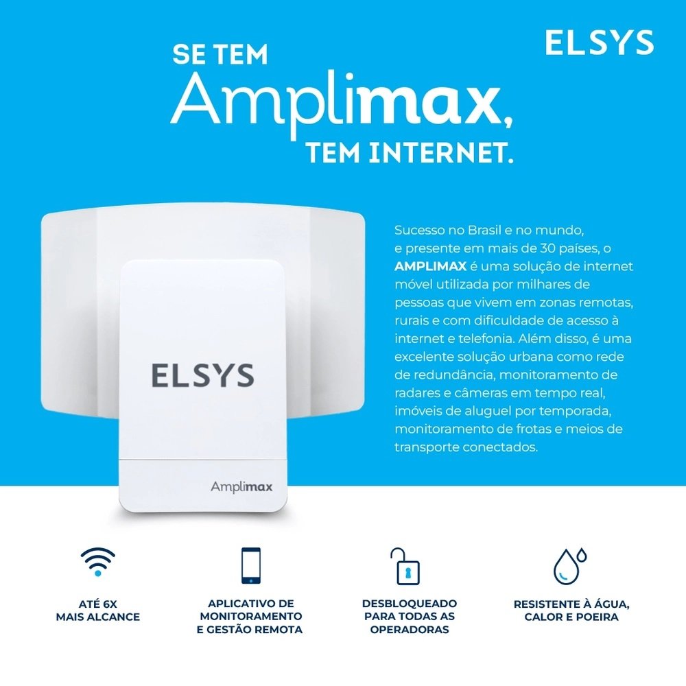 Amplimax Modem 4g Internet e Telefonia Rural - Eprl12 Elsys - 2