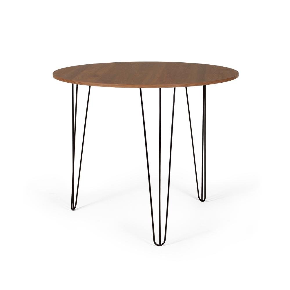 Conjunto Mesa de Jantar Redonda Hairpin 90cm Natural com 3 Pés + 4 Cadeiras Eames Eiffel - Amarelo - 2