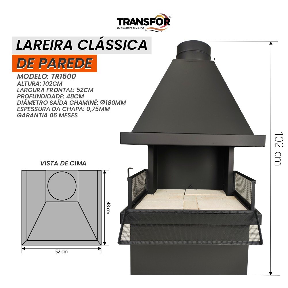 Lareira Clássica de Parede - Tr1500 - 3