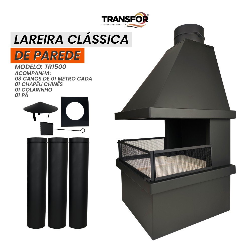 Lareira Clássica de Parede - Tr1500 - 2