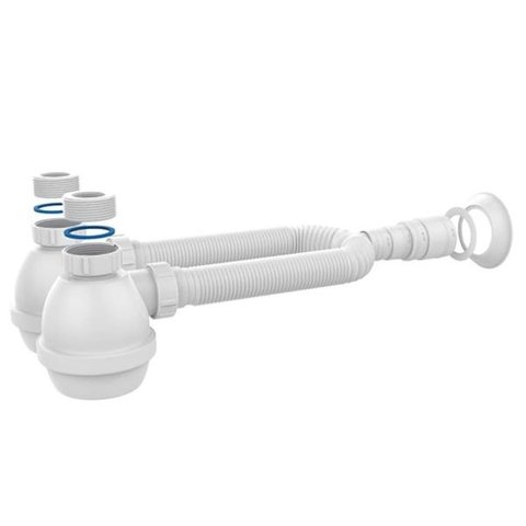 Sifão Universal com Copo Duplo Branco - Blukit 031307-46