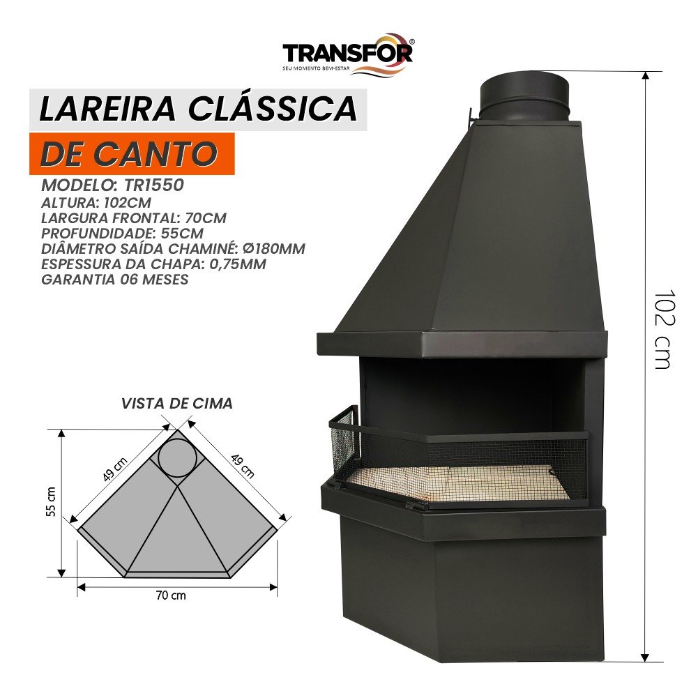 Lareira Clássica de Canto - Tr1550 - 3