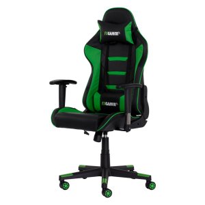 Cadeira Gamer Ii Reclinável 180 Graus Giratória Preta com Verde Altura Ajustável Função Relax