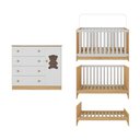 Ver mais imagens de Berço Americano 3 em 1 com Cômoda 1 Porta 4 Gavetas Teddy Multimóveis Mp4723 Madeirado/branco