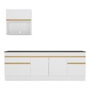 Ver imagem 3 de Armário Cozinha 220cm Com Rodapé Multimóveis Branco/dourado