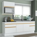 Ver imagem 1 de Armário Cozinha 220cm Com Rodapé Multimóveis Branco/dourado