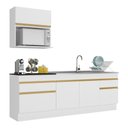 Ver imagem 2 de Armário Cozinha 220cm Com Rodapé Multimóveis Branco/dourado