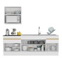 Ver imagem 4 de Armário Cozinha 220cm Com Rodapé Multimóveis Branco/dourado