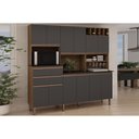 Ver imagem 1 de Kit de Cozinha Compacta Malbec Prime C/ 12 Portas e 2 Gavetas 204cm Ebano/grafite - Genialflex