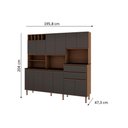 Ver imagem 2 de Kit de Cozinha Compacta Malbec Prime C/ 12 Portas e 2 Gavetas 204cm Ebano/grafite - Genialflex