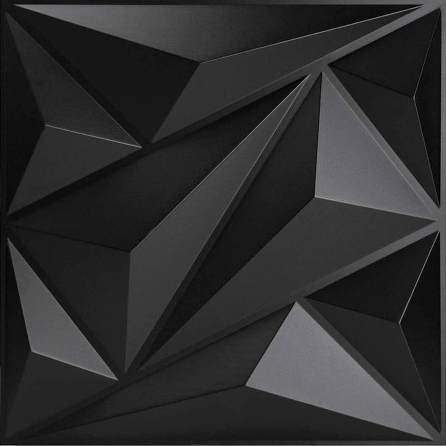 KIT 56 Placas 3D PVC Preto Decoração Revestimento PREMIUM de Parede e Teto (14m²) - DIAMOND