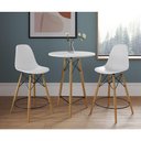 Ver imagem 1 de Conjunto Bistrô Eames Eiffel Mesa Branca Com 2 Banquetas Brancas De Madeira - Cor: Branco
