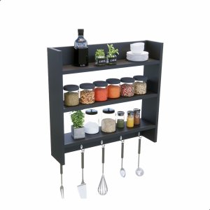 Porta Condimento Porta Tempero Cor Preto Reforçado com Prateleiras para 3kg