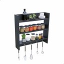 Ver imagem 1 de Porta Condimento Porta Tempero Cor Preto Reforçado com Prateleiras para 3kg