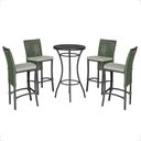 Ver imagem 1 de Mesa Bistrô com 4 Banquetas Roma Preta Corda Náutica Estofado 3 Trama Original