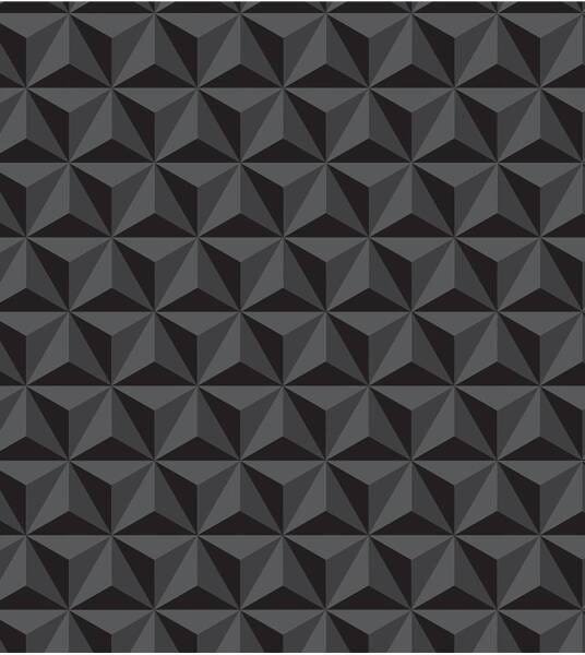 Geométrico 3D preto - Papel de Parede - 0,58 x 2,50m - 2