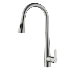 Torneira Misturador Monocomando Aço Escovado Gourmet Bica com Ducha Extensível para Cozinha - 1
