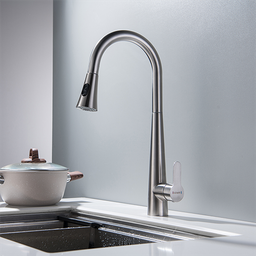 Torneira Misturador Monocomando Aço Escovado Gourmet Bica com Ducha Extensível para Cozinha - 2