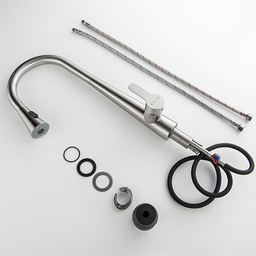Torneira Misturador Monocomando Aço Escovado Gourmet Bica com Ducha Extensível para Cozinha - 6