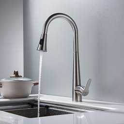 Torneira Misturador Monocomando Aço Escovado Gourmet Bica com Ducha Extensível para Cozinha - 3
