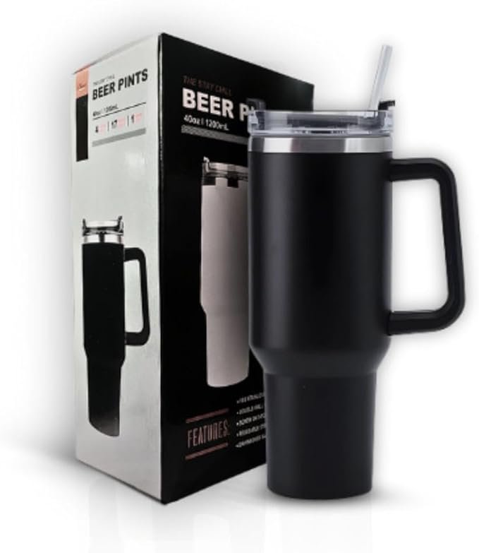 Copo Térmico Grande 1200 Ml Canudo Parede Dupla Cor Preto