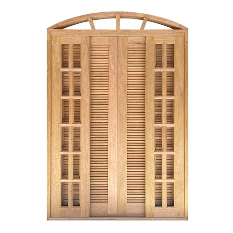 Porta Balcão de Correr de Madeira Cedro Arana Veneziana em Arco Bat.14 Cm- 2.35 (a) X 1.80 (l)