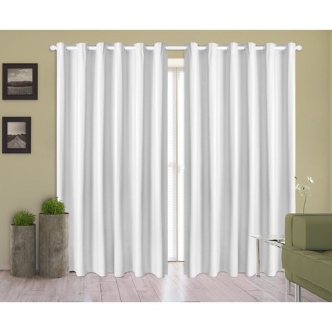 Cortina Corta Luz 4,00m X 1,80m 100% Blackout PVC Branco Para Sala Ou Quarto Para Varão Simples