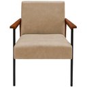 Ver imagem 5 de Poltrona Fontana Couro Bege Base em Madeira com Metal Preto