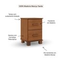 Ver imagem 4 de Mesa de Cabeceira 2 Gavetas 100% Madeira Maciça Bronze Marrom