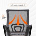 Ver imagem 5 de Kit 2 Cadeiras Begônia Ergonômica Tela Mesh Apoio Lombar até 120kg Cinza