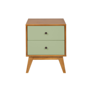 Mesa de Cabeceira Retrô 2 Gavetas - Pistache