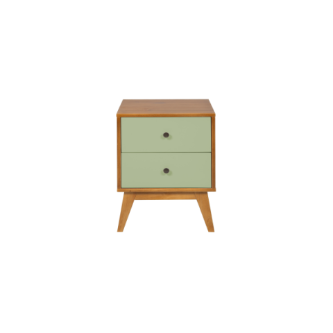 Mesa de Cabeceira Retrô 2 Gavetas - Pistache