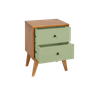 Mesa de Cabeceira Retrô 2 Gavetas - Pistache - 3