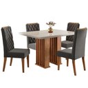 Ver imagem 1 de Conjunto de Mesa Sala de Jantar Tampo com Vidro Mond 1,20m 4 Cadeiras Bele Veludo Viero Madeirado /