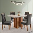 Ver imagem 2 de Conjunto de Mesa Sala de Jantar Tampo com Vidro Mond 1,20m 4 Cadeiras Bele Veludo Viero Madeirado /