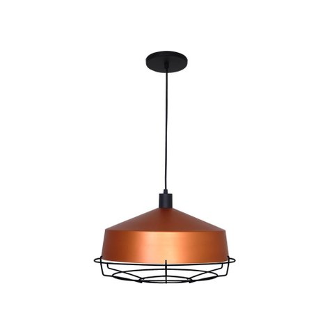 LUMINÁRIA PENDENTE DETROIT GDE 1 LAMP E27 PRETO/COBRE  - 3159 CB/PT
