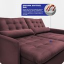 Ver imagem 2 de Sofá sem Caixa Retrátil 2,00m Softgel Celeste Velusoft Vinho Cama Inbox