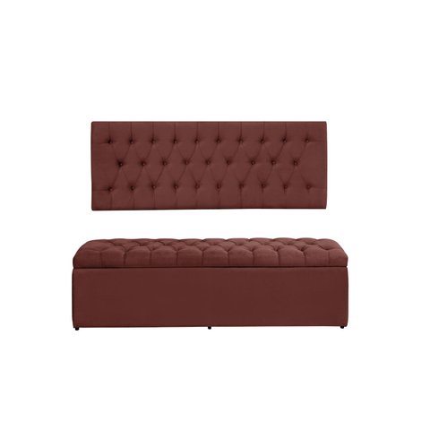 Kit Painel e Calçadeira Imperatriz 100 cm Suede Vermelho