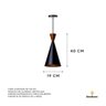 Kit 3 Lustre Pendente Interno Mesa Jantar Balcão Canadá: Preto topo Cobre - 3