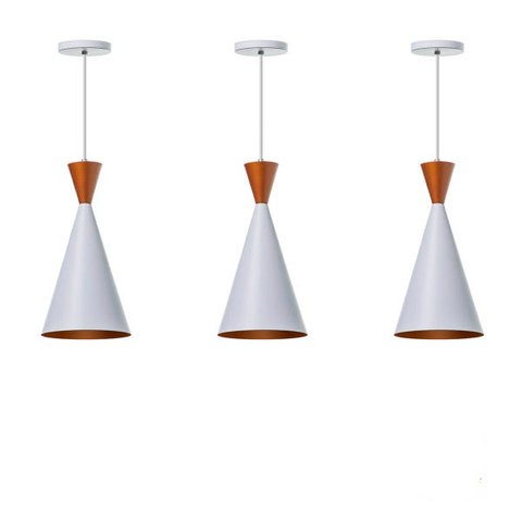 Kit 3 Lustre Pendente Interno Mesa Jantar Balcão Canadá: Branco topo Cobre