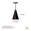Ver imagem 2 de Kit 3 Lustre Pendente Interno Balcão Cone P:Preto com Cobre