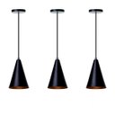 Ver imagem 1 de Kit 3 Lustre Pendente Interno Balcão Cone P:Preto com Cobre
