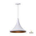 Ver imagem 3 de Kit 3 Lustre Pendente Interno Mesa Jantar Balcão Chapéu Chinês 33 cm :Branco com Cobre