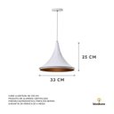 Ver imagem 2 de Kit 3 Lustre Pendente Interno Mesa Jantar Balcão Chapéu Chinês 33 cm :Branco com Cobre