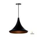 Ver imagem 3 de Kit 3 Lustre Pendente Interno Mesa Jantar Balcão Chapéu Chinês 33 cm :Preto com Cobre
