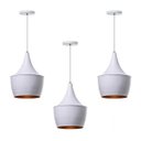 Ver imagem 1 de Kit 3 Lustre Pendente Interno Mesa Jantar Balcão Balão:Branco com Cobre