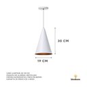 Ver imagem 2 de Kit 3 Lustre Pendente Interno Balcão Cone 30 cm:Branco com Cobre